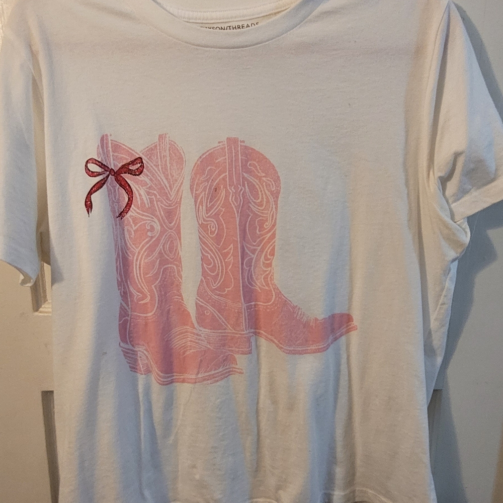 Grayson Threads White Tee with Pink Boots Graphic